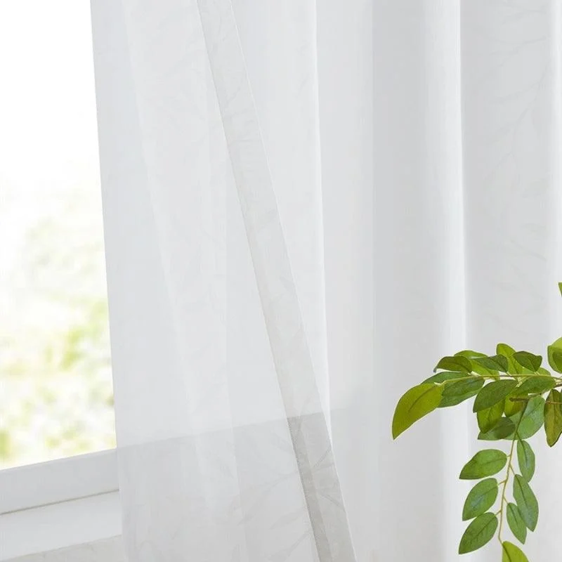 Ava Leaf Pattern White Transparent Curtains Soft Roof -  - #tag1#