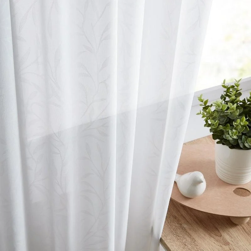 Ava Leaf Pattern White Transparent Curtains Soft Roof -  - #tag1#