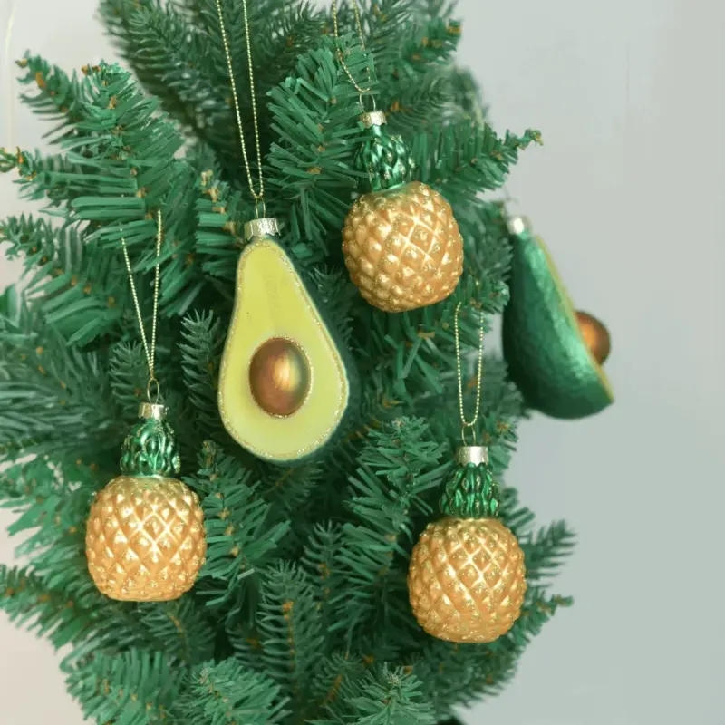 Avocado Glass Christmas Tree Ornament tag1