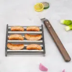 BBQ Hot Dog Roller Stainless Steel Sausage Griller with Wooden Handle tag1
