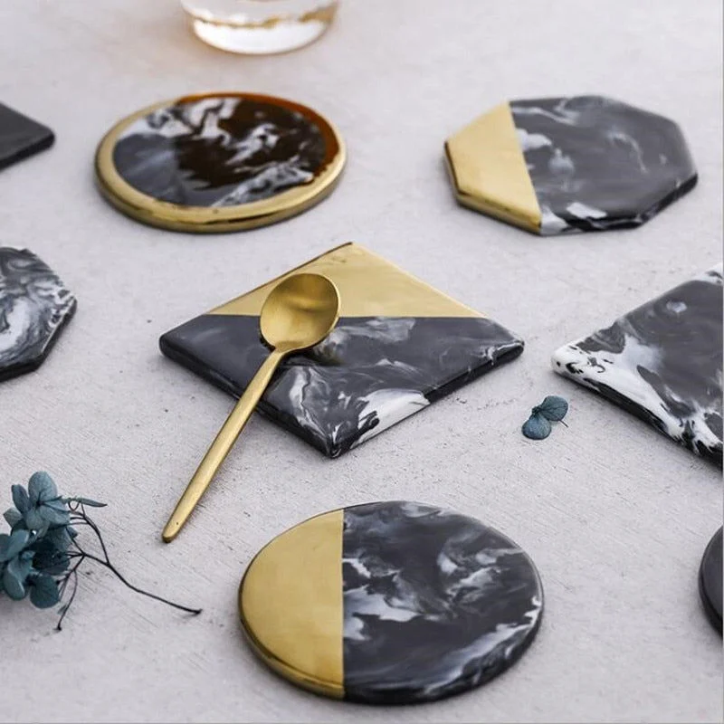 BLACK MARBLE COASTER -  - #tag1#