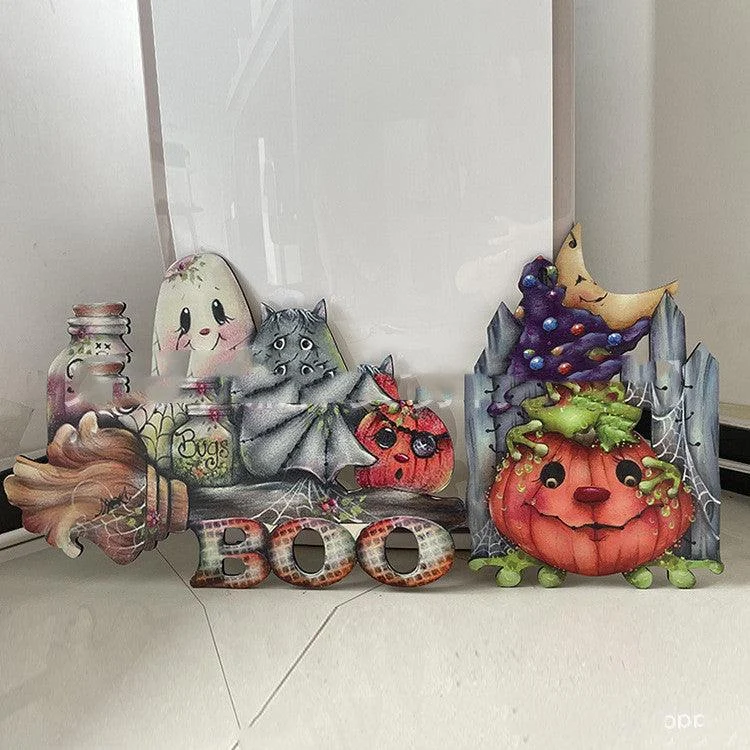 BOO Halloween Decoration Wooden Pumpkin -  - #tag1#