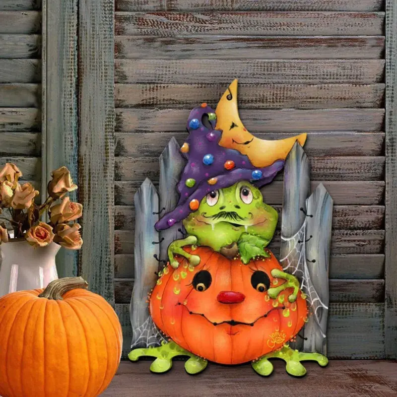BOO Halloween Decoration Wooden Pumpkin tag1