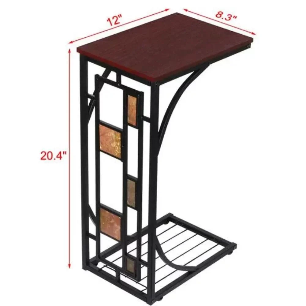 BOUSSAC C-shaped Wood End Table, Set of 2, Brown/Black, Table Side,table Basse De Salon, Side Table -  - #tag1#