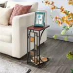 BOUSSAC C shaped Wood End Table Set of 2 Brown Black Table Side table Basse De Salon Side Table tag1
