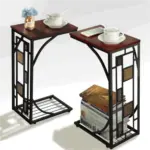 BOUSSAC C shaped Wood End Table Set of 2 Brown Black Table Side table Basse De Salon Side Table tag1