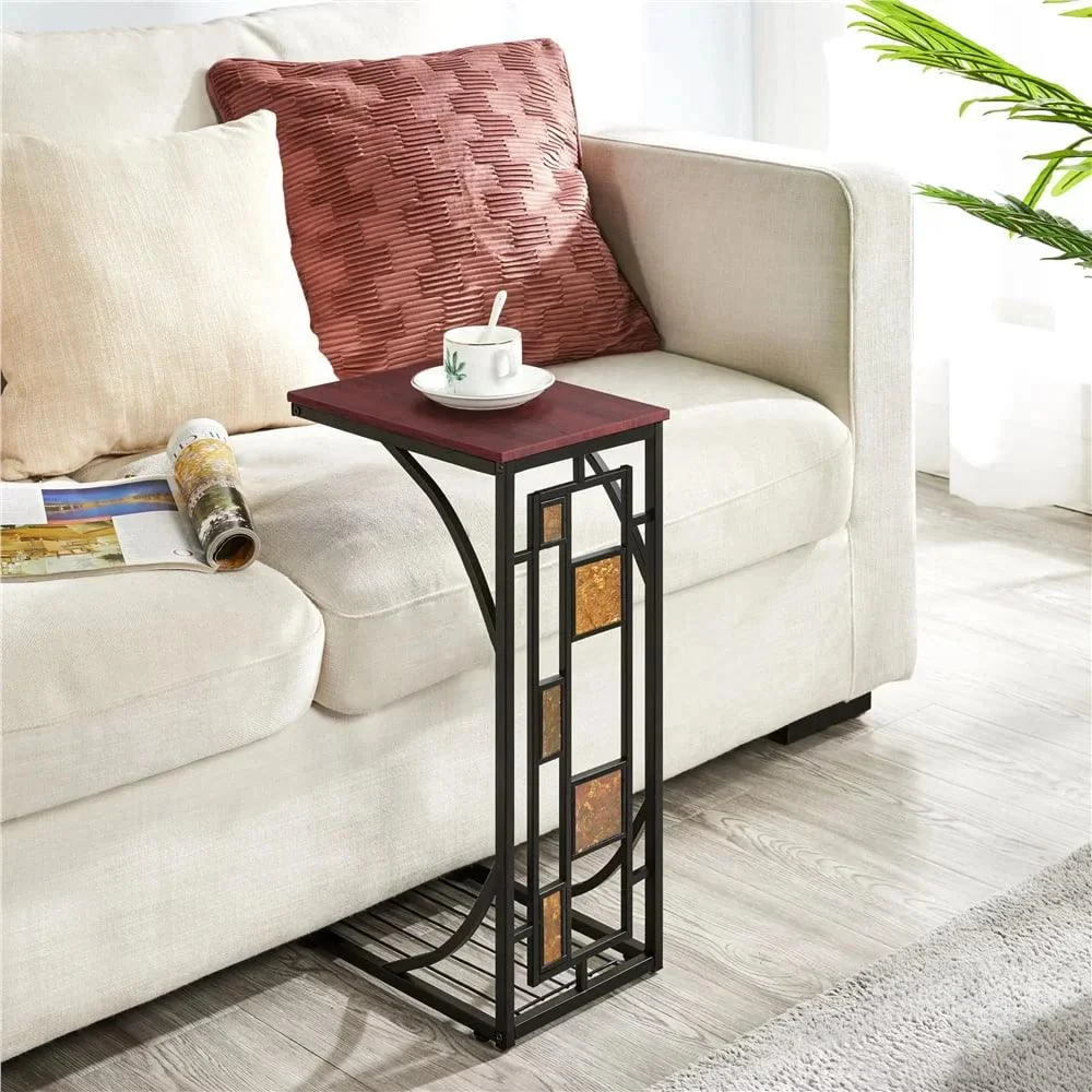 BOUSSAC C-shaped Wood End Table, Set of 2, Brown/Black, Table Side,table Basse De Salon, Side Table -  - #tag1#