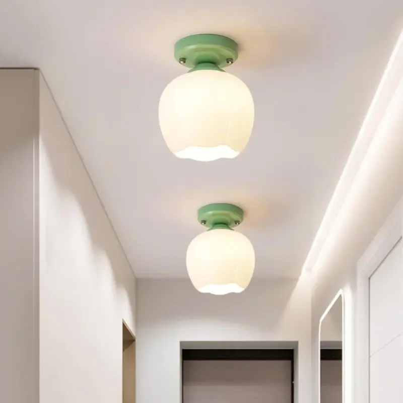 Balcony Lights Surface Mount LED Ceiling Lights Glass Sconces Green Nordic Hallway Ceiling Lamp for Entrance