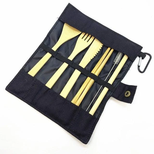 Bamboo Cutlery Set with Portable Case -