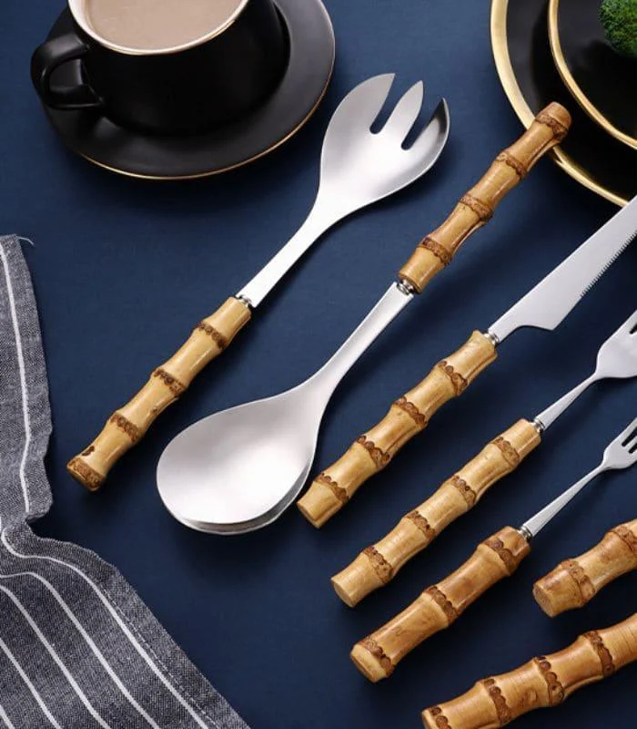 Bamboo Handle Salad Serving Utensils Kitchen Accessories -  - #tag1#