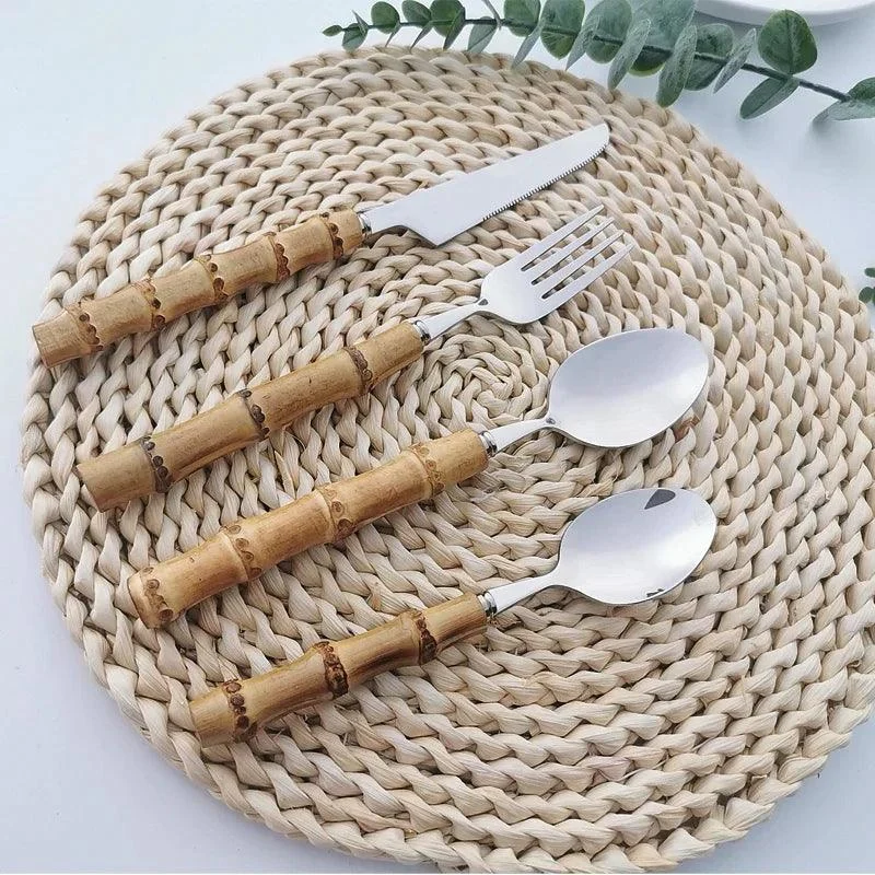 Bamboo Handled Stainless Steel Cutlery Sets -