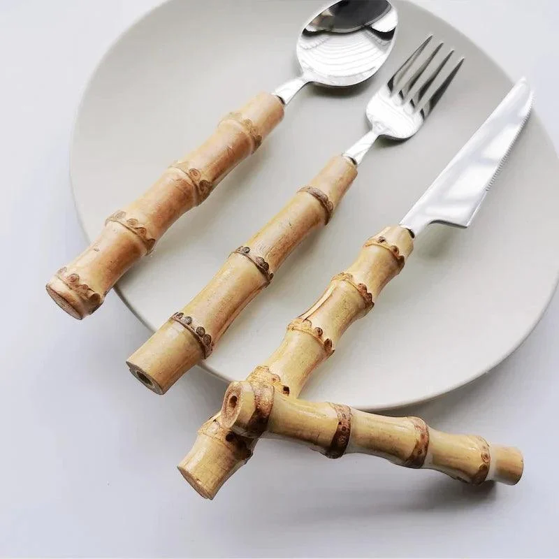 Bamboo Handled Stainless Steel Cutlery Sets -