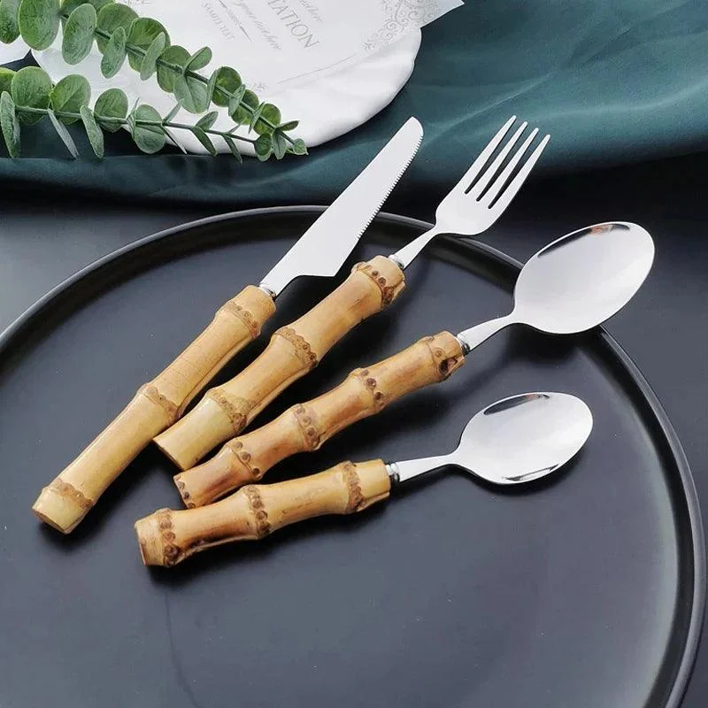 Bamboo Handled Stainless Steel Cutlery Sets -