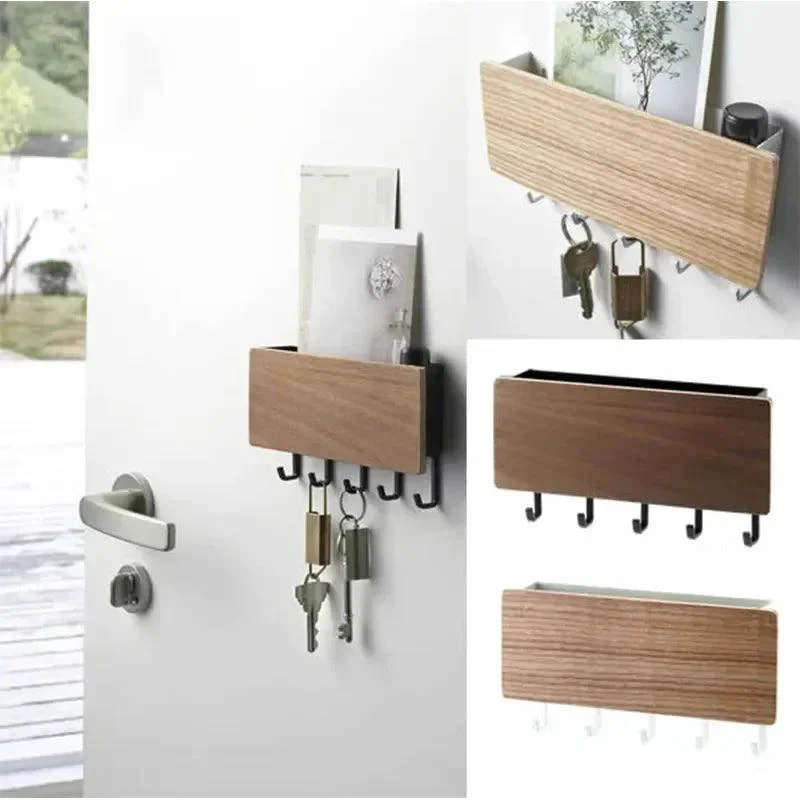 Bamboo Key Holder - Stylish Organizer - Black/White/Bamboo -  - #tag1#