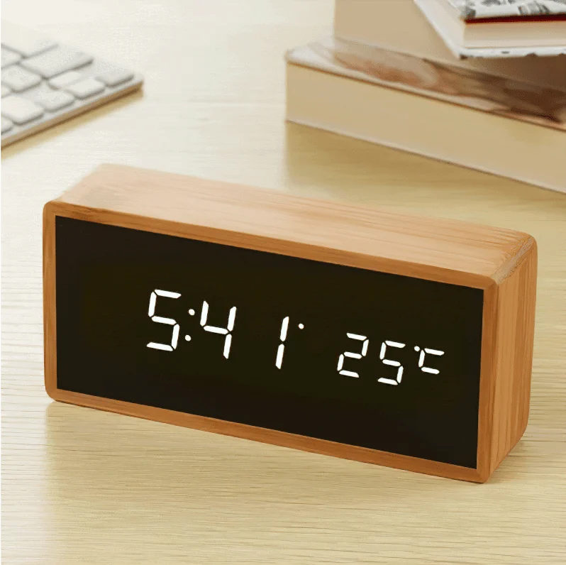 Bamboo LED Alarm Clock -