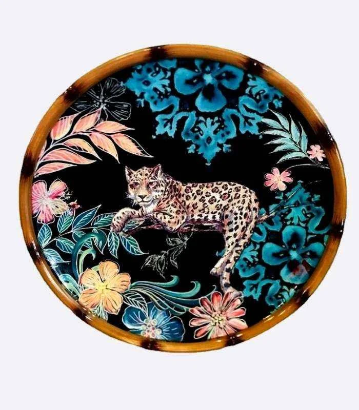 Bamboo Leopard Serving Dish Handpainted 22 cm -  - #tag1#