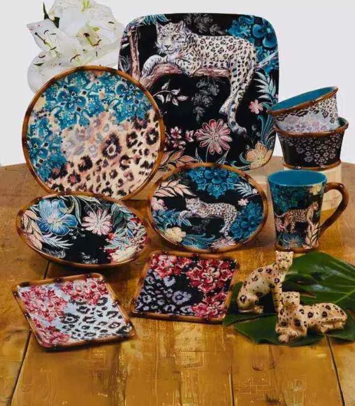 Bamboo Leopard Serving Dish Handpainted 22 cm -  - #tag1#