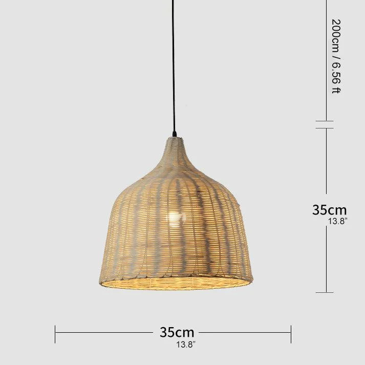 Bamboo Rattan Basket Hanging Lamp for Kitchen -  - #tag1#