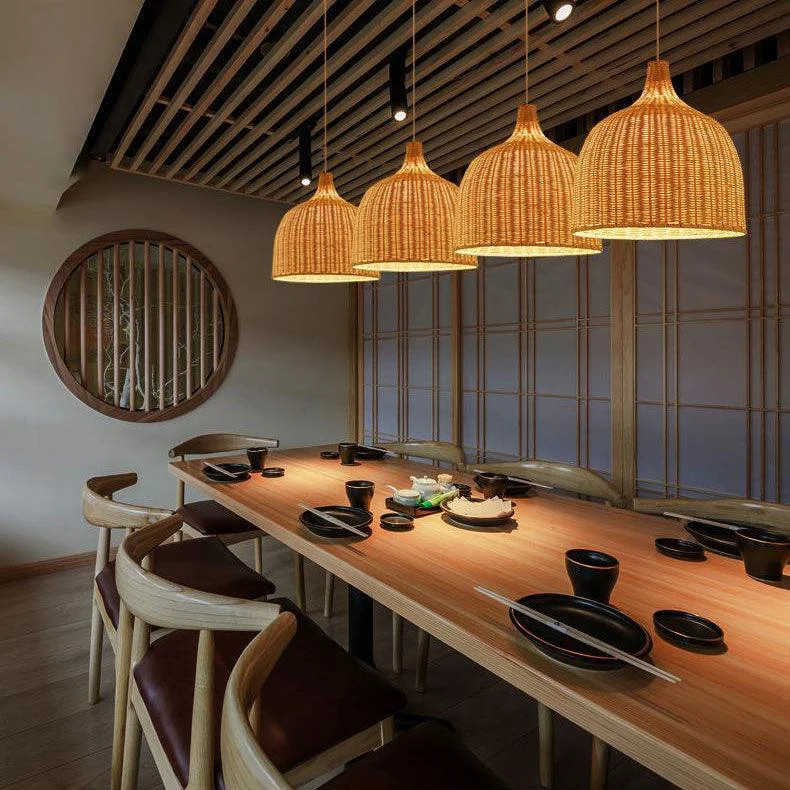 Bamboo Rattan Basket Hanging Lamp for Kitchen -  - #tag1#