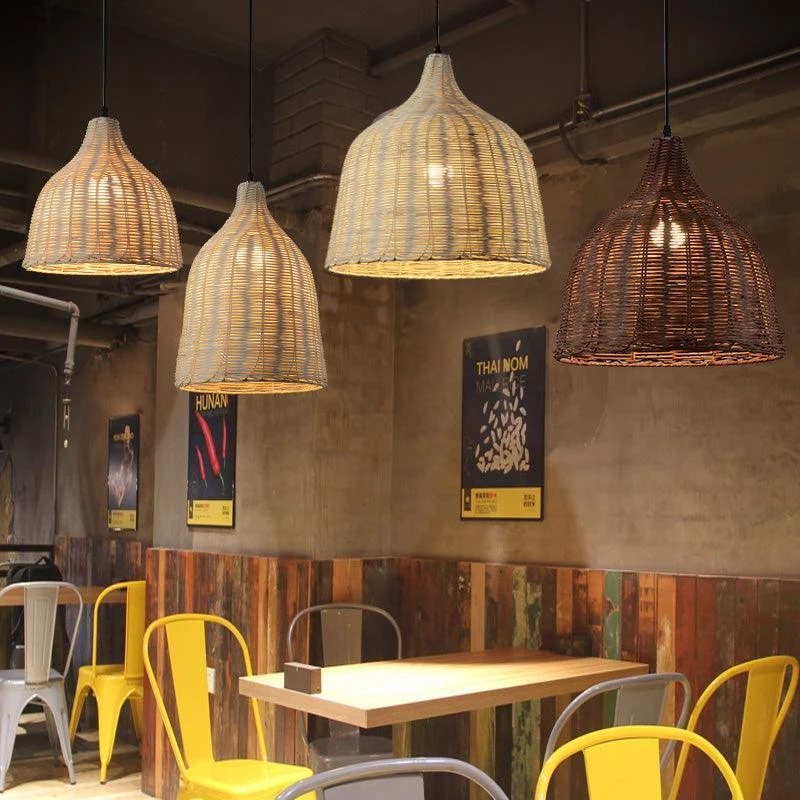 Bamboo Rattan Basket Hanging Lamp for Kitchen -  - #tag1#