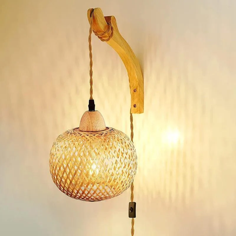 Bamboo Wall Lamp - Handwoven Hanging Lamp -  - #tag1#