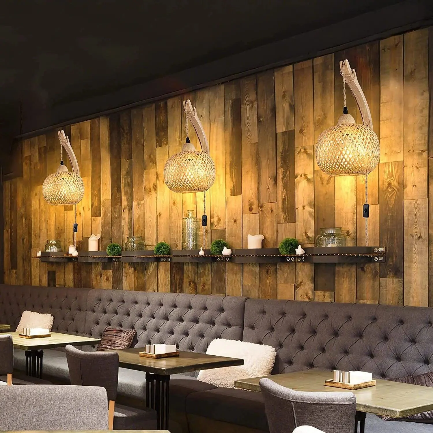 Bamboo Wall Lamp - Handwoven Hanging Lamp -  - #tag1#