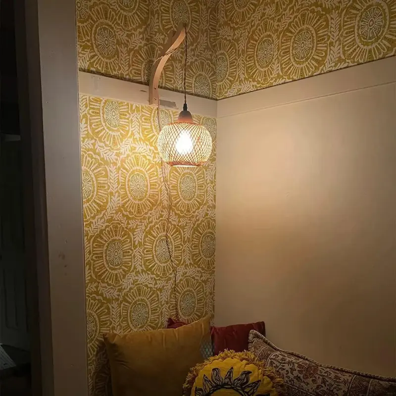 Bamboo Wall Lamp Handwoven Hanging Lamp tag1