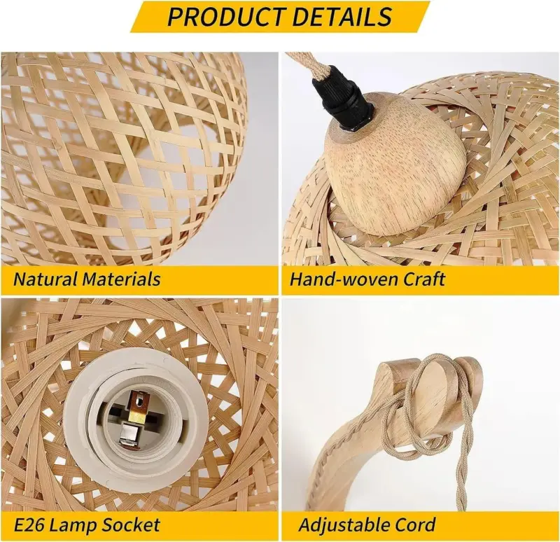 Bamboo Wall Lamp Handwoven Hanging Lamp tag1