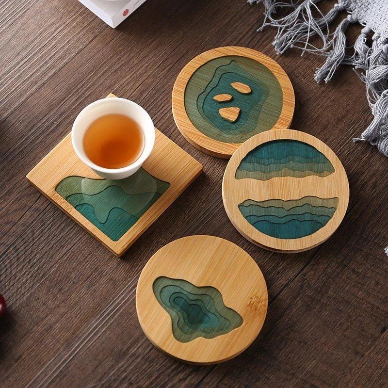 Bamboo Wave Style Tea Coaster -  - #tag1#