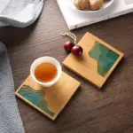 Bamboo Wave Style Tea Coaster tag1