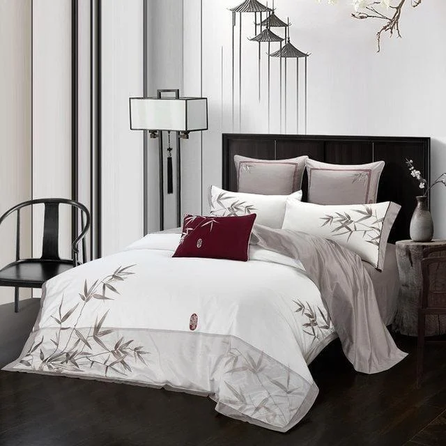 Bamboo White Bloom – Duvet Cover Set made of Egyptian Cotton -  - #tag1#