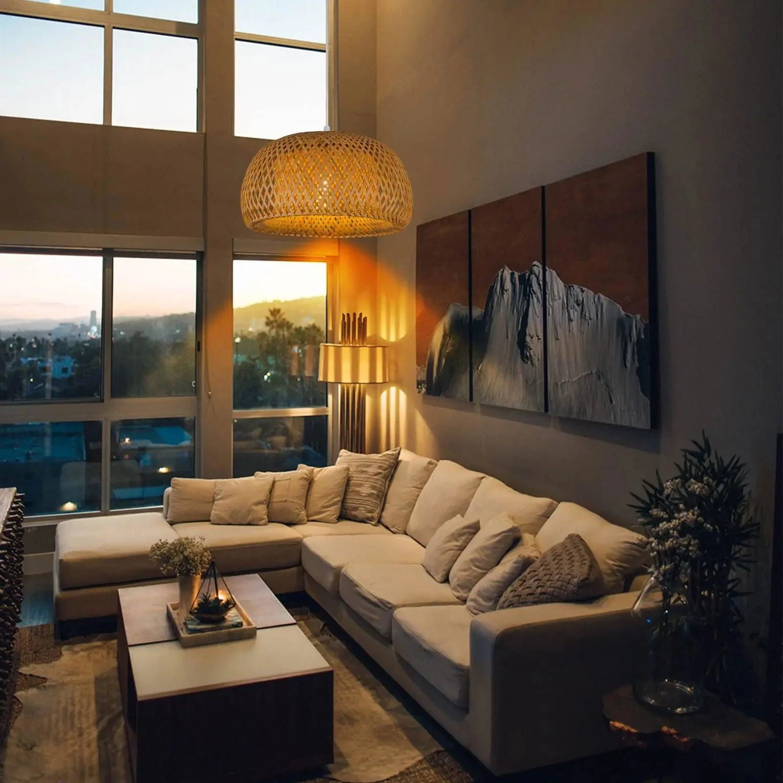 Bamboo Wicker Pendant Lamp Natural Pendant 30x18 -  - #tag1#