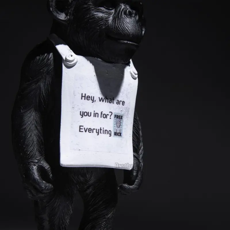 Banksy Monkey Street Art Sculpture tag1