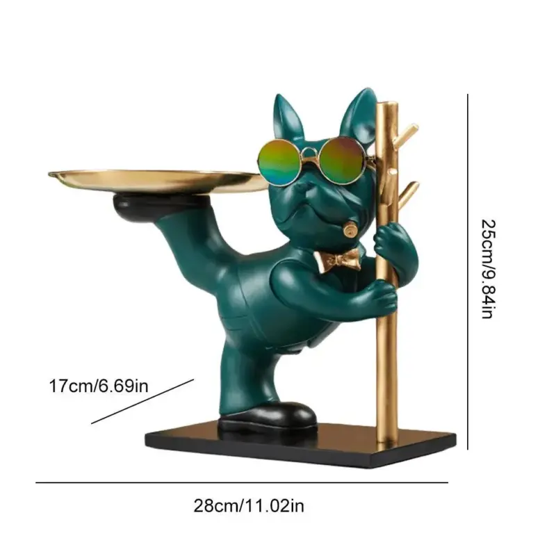 BarkBlend Dog Statue Decorative Metal Tray