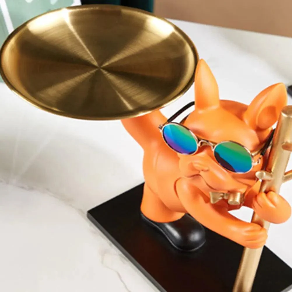 BarkBlend - Dog Statue Decorative Metal Tray -