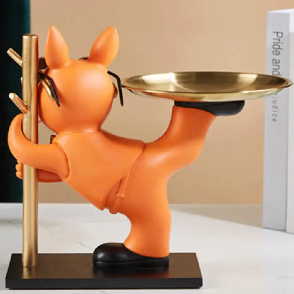 BarkBlend - Dog Statue Decorative Metal Tray -