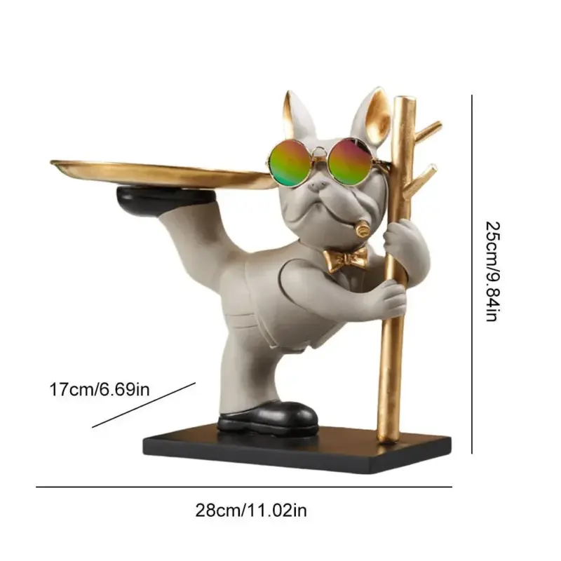 BarkBlend Dog Statue Decorative Metal Tray