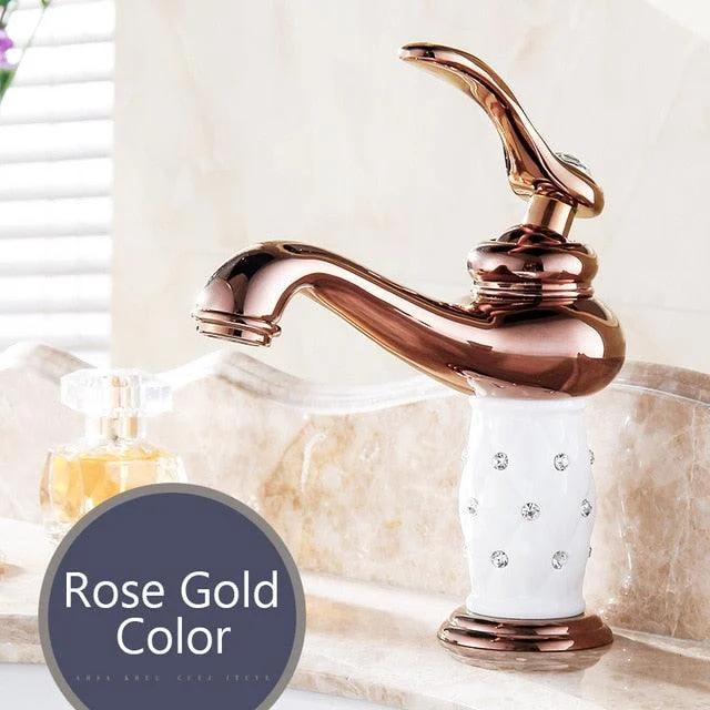 Basin Brass with Diamond & Gold Bathroom Faucet -  - #tag1#