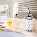 Basin Brass with Diamond Gold Bathroom Faucet tag1