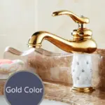 Basin Brass with Diamond Gold Bathroom Faucet tag1