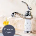 Basin Brass with Diamond Gold Bathroom Faucet tag1