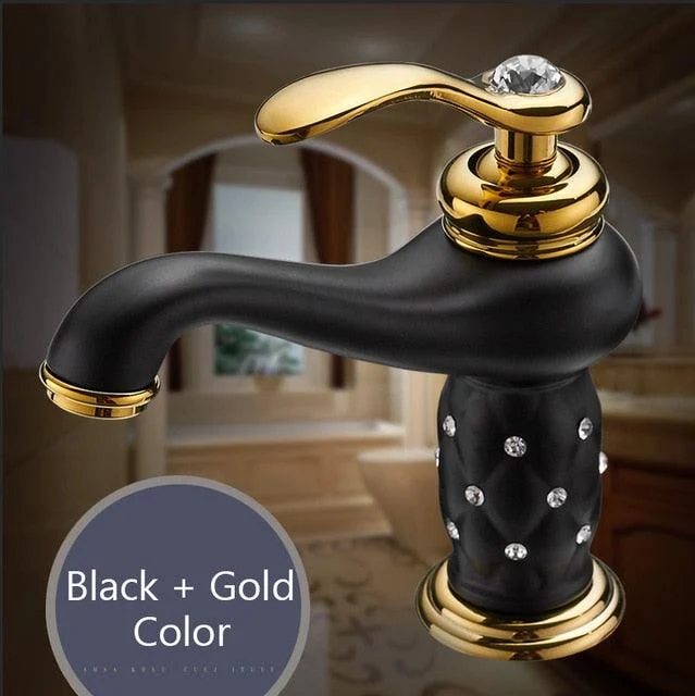 Basin Brass with Diamond & Gold Bathroom Faucet -  - #tag1#