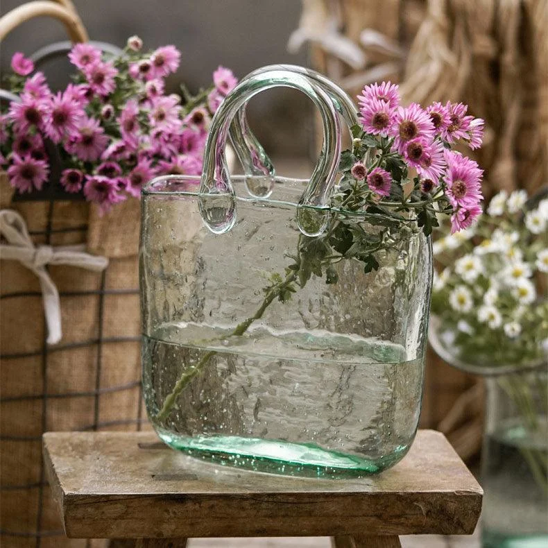 Basket-Bag Cottagecore Glass Vase -  - #tag1#