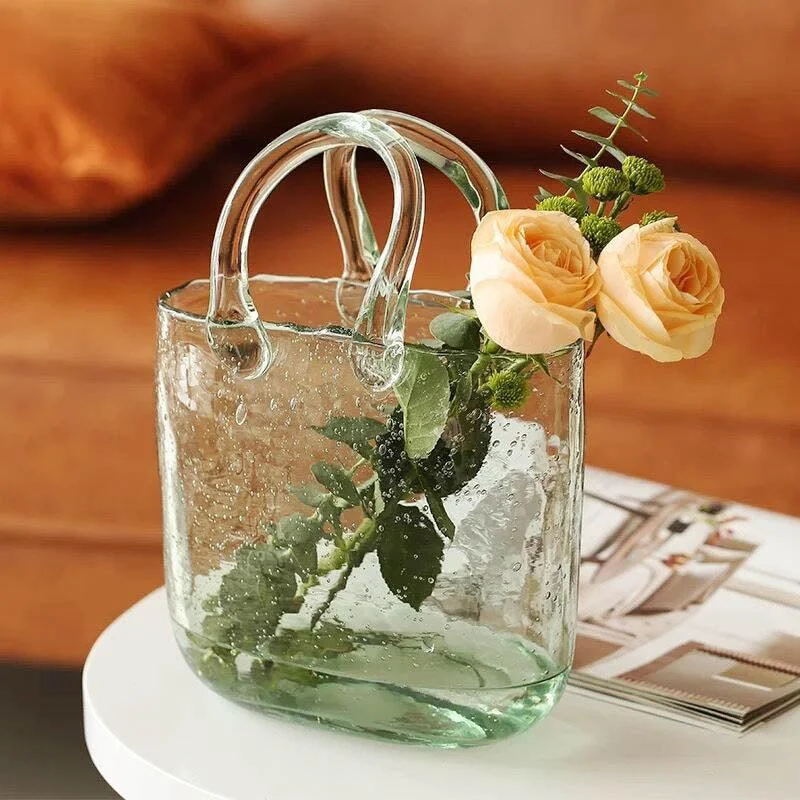 Basket-Bag Cottagecore Glass Vase -  - #tag1#