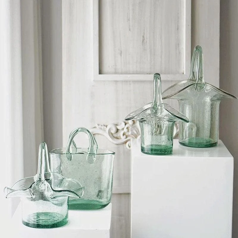 Basket-Bag Cottagecore Glass Vase -  - #tag1#