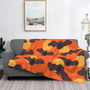 Bat Pattern Halloween Gothic Wool Flannel Blanket