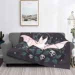 Bat Pattern Halloween Gothic Wool Flannel Blanket tag1