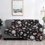 Bat Pattern Halloween Gothic Wool Flannel Blanket tag1