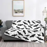 Bat Pattern Halloween Gothic Wool Flannel Blanket tag1