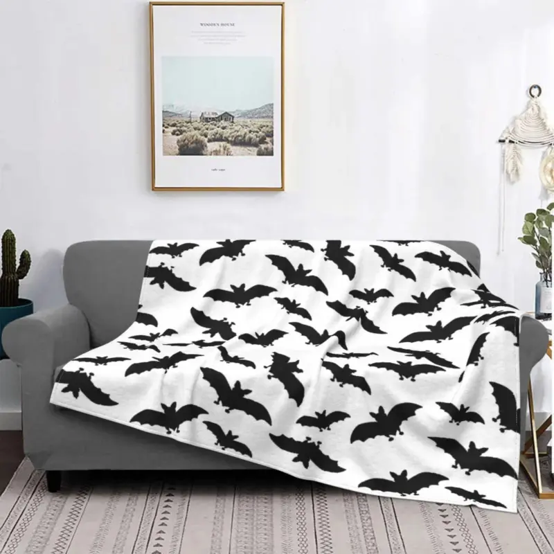 Bat Pattern Halloween Gothic Wool Flannel Blanket tag1